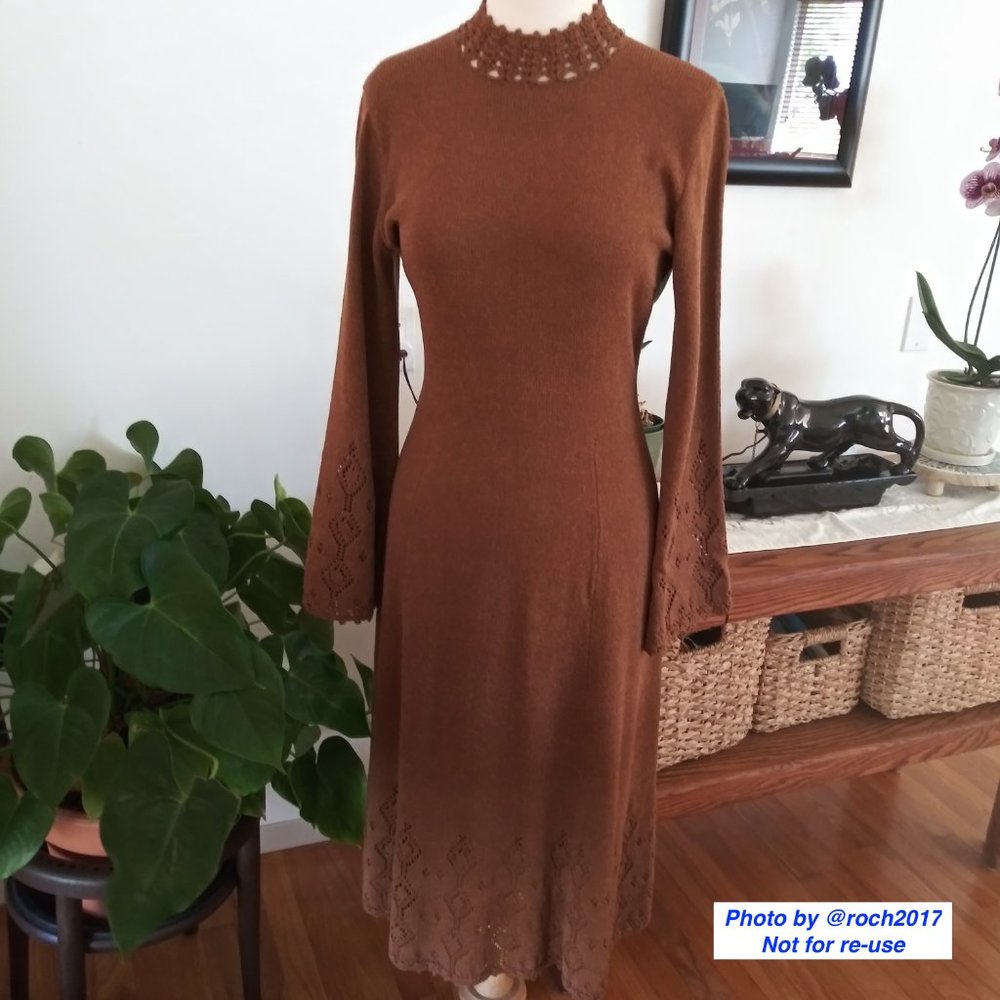 Long Sleeve High Collar Knit Dress